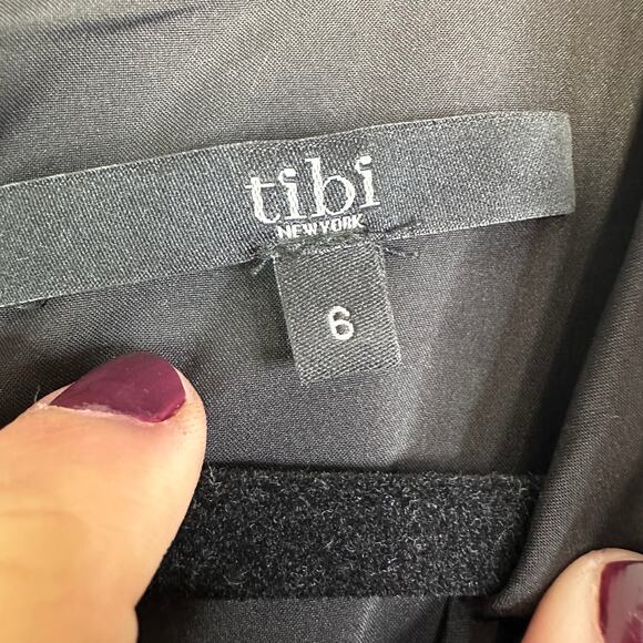 Tibi Lamb Leather Navy & Black Mini Sheath Dress Women’s Size 6 - Picture 3 of 10
